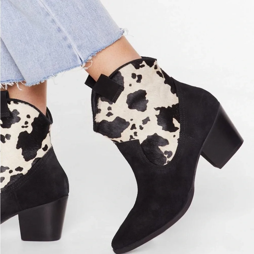 Nasty Gal Cow Does It Feel Suede Pony Hair Boots